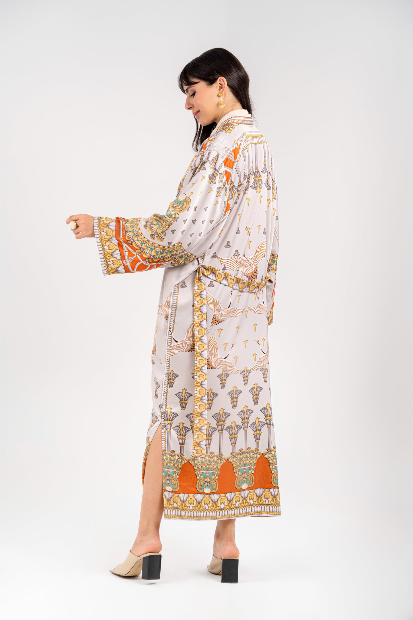 Philae - Long Silky Orange Kimono